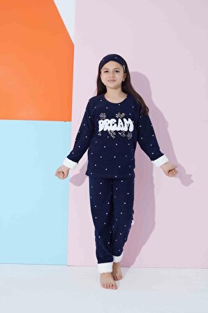 Kız Genç Ve Çocuk Dream Yazılı Uzun Kollu Polar Peluş Kumaş Kışlık Sıcak Tutan Pijama Takımı 2359 L