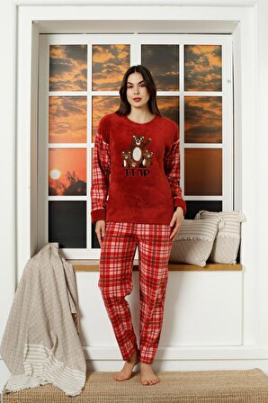 Kadın Welsoft Polar Pijama Takımı Kiremit 0412 K