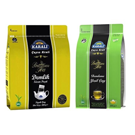 Karali Premium Demlik Poşet Çay 300 gr + Demleme Yeşil Çay 200 gr
