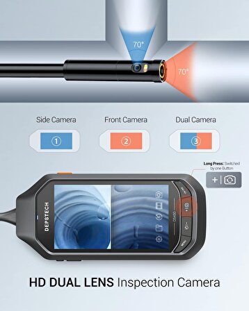 DEPSTECH Çift Lensli 4.5" IPS Ekran Endoskop Kamera 1080P HD - 5m