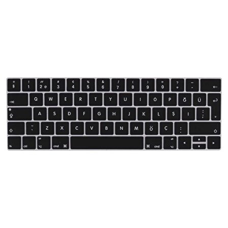 Apple Macbook 15' Pro 2017 A1707 Silikon Ped Trasparan Uyumlu Şeffaf Klavye Koruyucu Türkçe Q