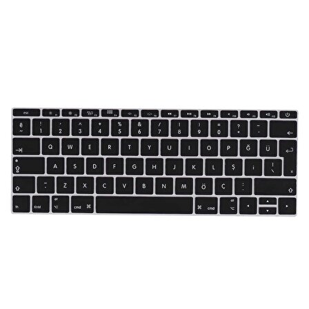 Apple Macbook 12' Retina A1534 Silikon Ped Trasparan Uyumlu Şeffaf Klavye Koruyucu Türkçe Q