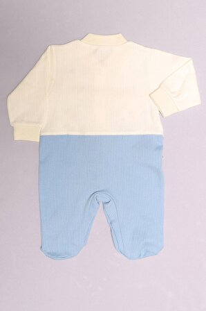 Lunaev 1-6 Aylık Bebek Tulum Ekru Mavi