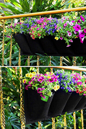 Wazon Çiçeklik Bahçe Balkon Bitki Çiçek Saksı Standı  Dekoratif  Teras Balkon 5 Bölme Asılı Saksılık