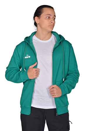 Diadora İmola - Erkek Yeşil Pamuklu Tam Fermuarlı Spor Sweatshirt - DDTAM1050049