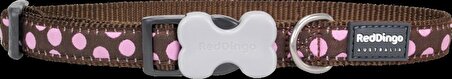 Reddingo Kahverengi Üzerine Pembe Benekli Köpek Boyun Tasması XS 12mm / 20-32 cm
