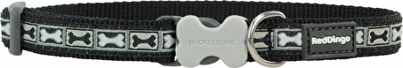 Reddingo Bone Yard Desenli Siyah Köpek Boyun Tasması XS 12mm / 20-32 cm
