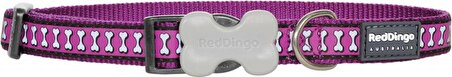 Reddingo Reflektörlü Kemik Desenli Mor Boyun Tasması S 15mm / 24-36 cm