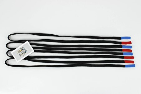 4 Parça - Eşofman Kapüşon Sweatshirt Lastik İpi - 110 cm İp - Siyah Renk - Mavi Kırmızı Uçlu