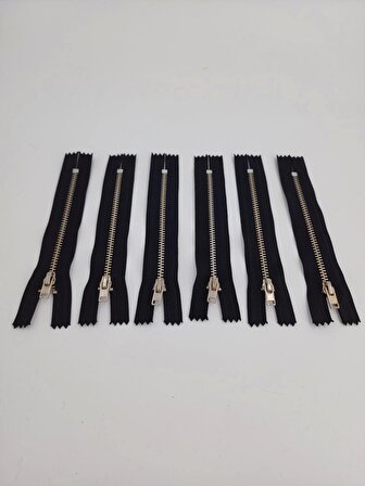 Siyah Metal Fermuar 13 CM Paket İçeriği 6 Adet - TP1