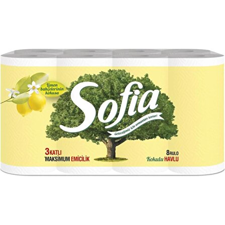 Sofia Limon Kokulu Kağıt Havlu 3 Katlı 8 Rulo