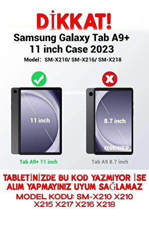 Galaxy Tab A9 Plus X210 11 inç Kılıf Redclick Premium Kalem Bölmeli Dönebilen Standlı Kılıf