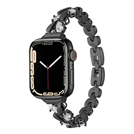 Apple Watch 7 45mm Redclick Taşlı Parlak Bilezik Kadın Metal Kordon 103
