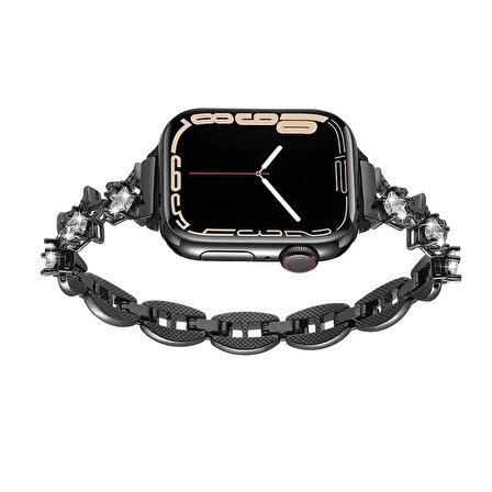 Apple Watch 7 45mm Redclick Taşlı Parlak Bilezik Kadın Metal Kordon 103