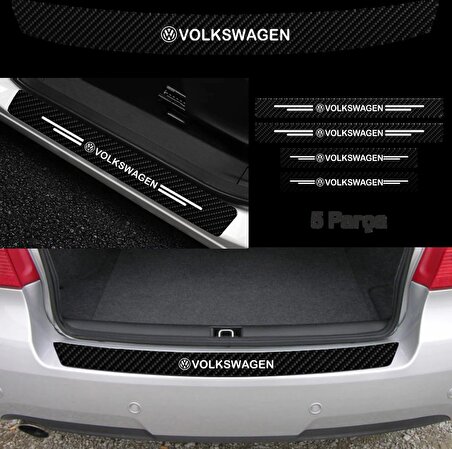 Volkswagen Passat İçin Uyumlu Aksesuar Oto Bağaj Ve Kapı Eşiği Sticker Set Karbon