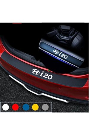 Hyundai I20 İçin Uyumlu Aksesuar 2015 Öncesi Oto Bagaj Ve Kapı Eşiği Sticker Seti Karbon