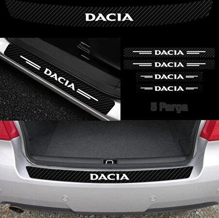 Dacia Duster İçin Uyumlu Aksesuar Oto Bağaj Ve Kapı Eşiği Sticker Set Karbon