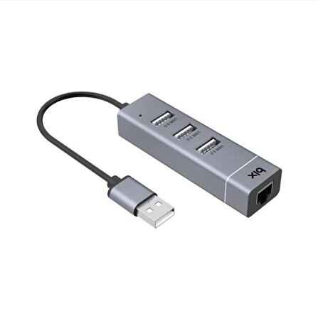 Bix BX03HB USB to Ethernet Dönüştürücü 3 Portlu USB Çoklayıcı Adaptör
