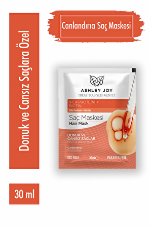 Ashley Joy İpek Proteini İçeren Donuk Ve Cansız Saçlara Özel Canlandırıcı Saç Maskesi 30 ML