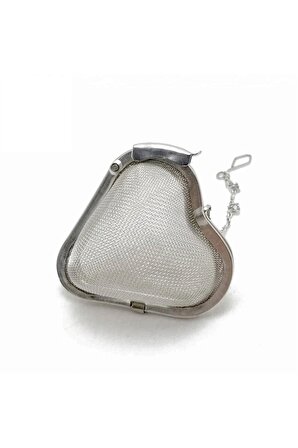 Kalp Tasarımlı Silver Paslanmaz Çelik Çay Süzgeci