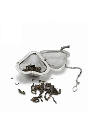 Kalp Tasarımlı Silver Paslanmaz Çelik Çay Süzgeci