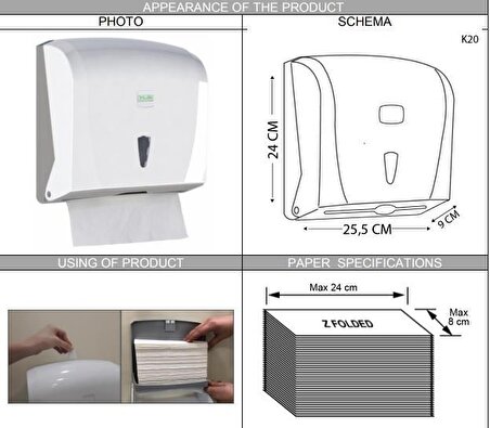Omnipazar Vialli K20 Z Katlı Kağıt Havlu Dispenseri 200'lü Beyaz
