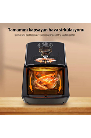 TT-AF011 5 Litre 8 İşlevli Camlı AIRFRYER Pişirme Kabı Hediyeli