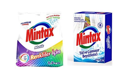 Mintax Matik Renkliler İçin 1.5 kg + Mintax Tül ve Çamaşır Beyazlatıcı 750 gr