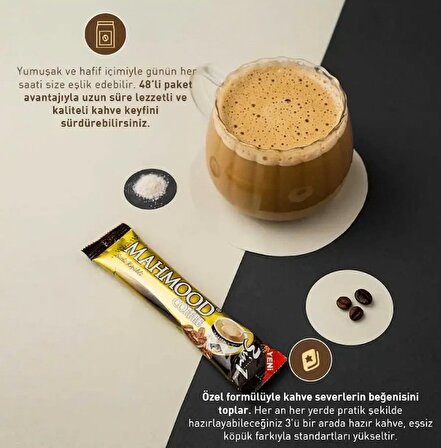 Mahmood Coffee 3ü1 arada Sütlü Köpüklü Hazır Kahve 48 Adet X 2li set