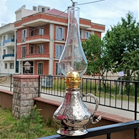 Morya Bakır Gaz Lambası Keski İşlemeli Kücük Boy