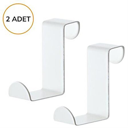 BUFFER® 2'Li Kapı Arkası Çekmece Dolap Kapağı Mutfak Banyo Askısı Beyaz Renk Plastik