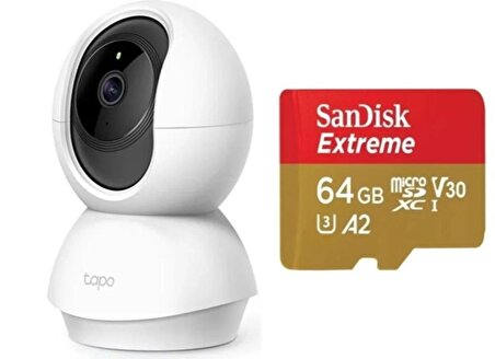 Tp-Link Tapo C210 2K UHD 360 Derece Açılı Smart IP Kamera + 64 Gb Sandisk Hafıza Kartı