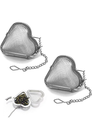 Kalp Tasarımlı Silver Paslanmaz Çelik Çay Süzgeci x 2 Adet