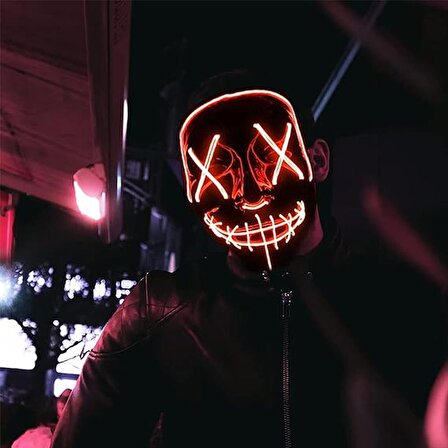 Halloween Maske Neon Turuncu Işıklı