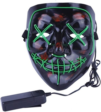 Halloween Maske Neon Yeşil Işıklı