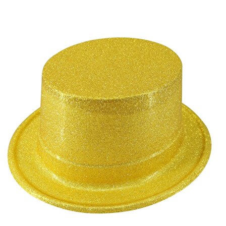 Sarı Renkli Lazer Olval Simli Şapka 30x10 cm