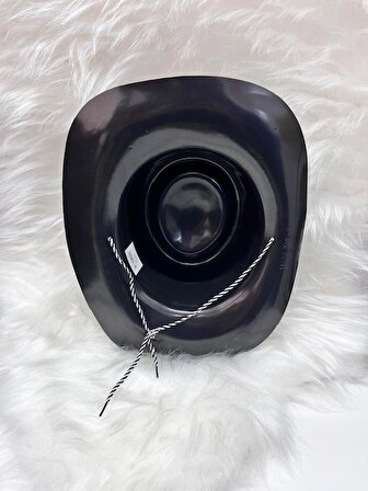 Siyah Kadife Kovboy Şapkası 30x25 cm