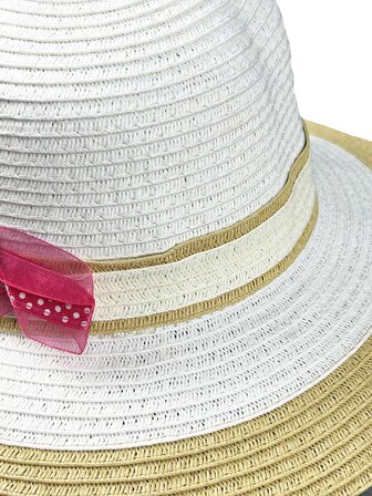 Kız Çocuk Fötr Şapka Örgü Hasır Şapka 4-8 Yaş