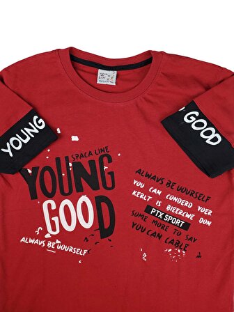 Erkek Çocuk Tişört Yazlık Penye 3-12 Yaş Young Good Baskı