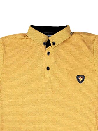 Erkek Çocuk Polo Yaka Tişört 12-16 Yaş Sade Renk Yakalı Tişört X Armalı