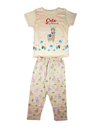 Kız Çocuk Yazlık Pijama Takımı 4-15Y Kısa Kollu Gecelik Love & Cute