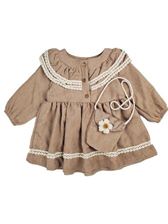 Kız Bebek Çantalı Ruffle Elbise