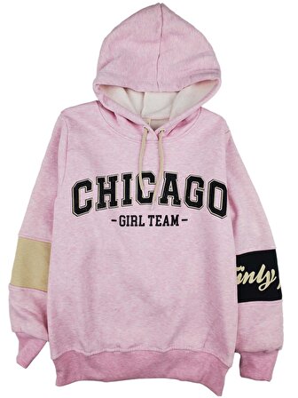 Kız Çocuk 3 İplik Kapüşonlu Sweatshirt Chicago