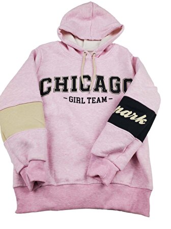 Kız Çocuk 3 İplik Kapüşonlu Sweatshirt Chicago