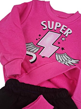 Kız Çocuk 3 İplik Kalın Penyeli İkili Takım SUPER STAR