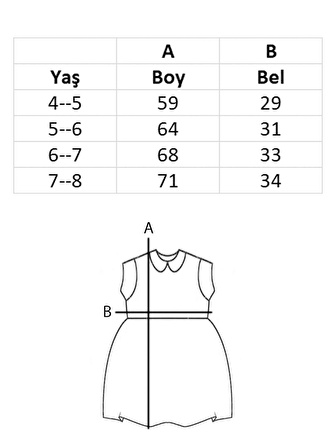 Kız Çocuk Kemeri Kurdeleli Fırfırlı Düğmeli Yaka Elbise