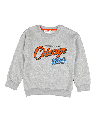 Erkek Çocuk Üç İplik Baskı Nakışlı Sweatshirt Chicago