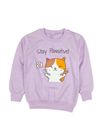 Kız Çocuk Mevsimlik Sweatshirt Stay Pawsitive