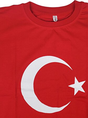 Ay Yıldız Baskılı Çocuk Tişört Unisex Türk Bayraklı Tişört 23 Nisan Çocuk Bayramı 29 Ekim Gösteri