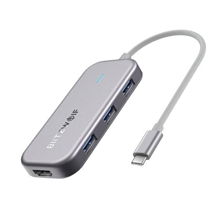 BlitzWolf® BW-TH5 3'ü 1 Arada USB 3.0 TF Kart Okuyucu ile 7 in 1 USB-C Veri Merkezi USB-C PD Şarj MacBooklar için 4K Ekran USB Hub